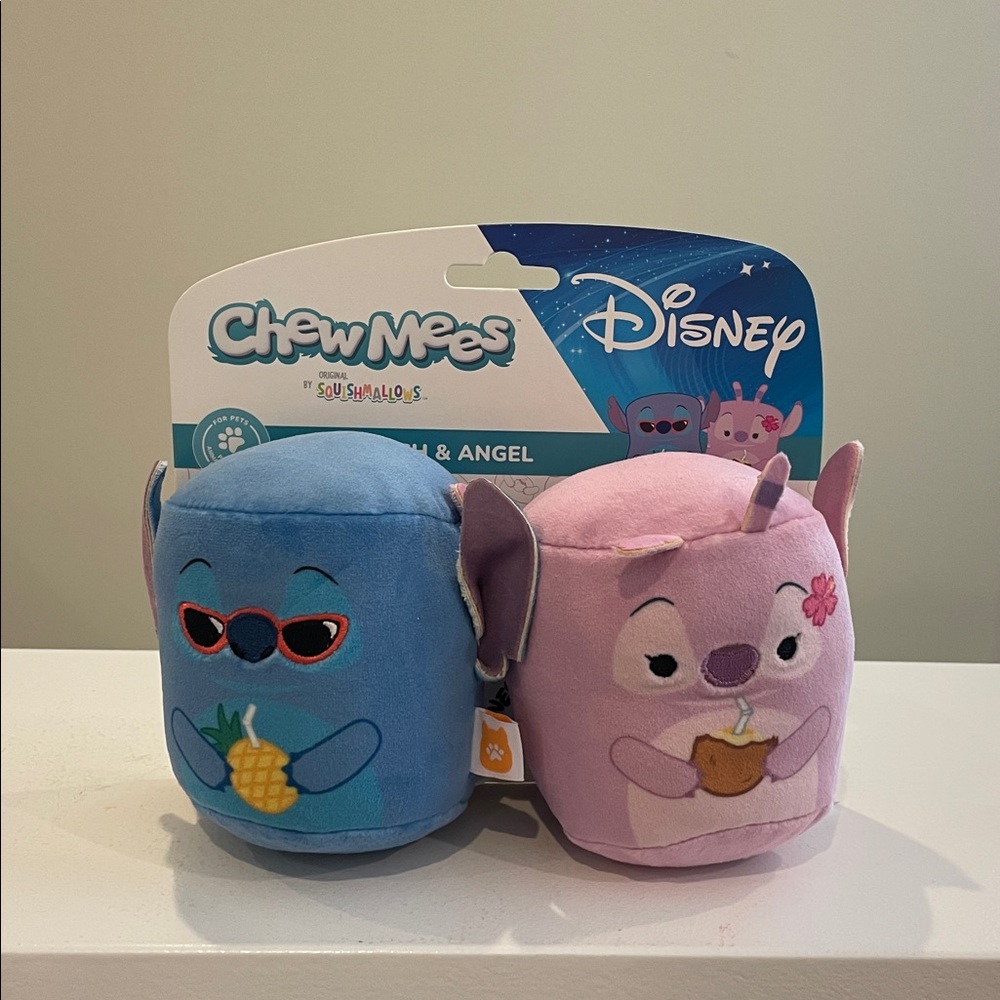 New Chew Mees by Squishmallows  Disney Stitch and Angel Pet Dog Squeaker Toys